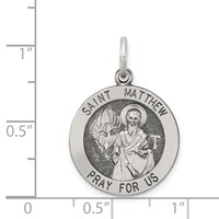 Sterling Silver Antiqued Saint Matthew Medal view 3