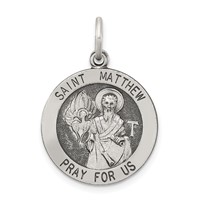Sterling Silver Antiqued Saint Matthew Medal view 1