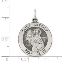 Sterling Silver Antiqued Saint Matthew Medal view 3