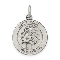 Sterling Silver Antiqued Saint Roch Medal view 1