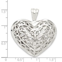 Sterling Silver Filigree Puffed Heart Pendant view 3