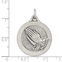 Sterling Silver Antiqued Praying Hands Pendant view 3
