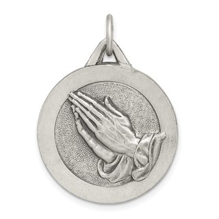 Sterling Silver Antiqued Praying Hands Pendant
