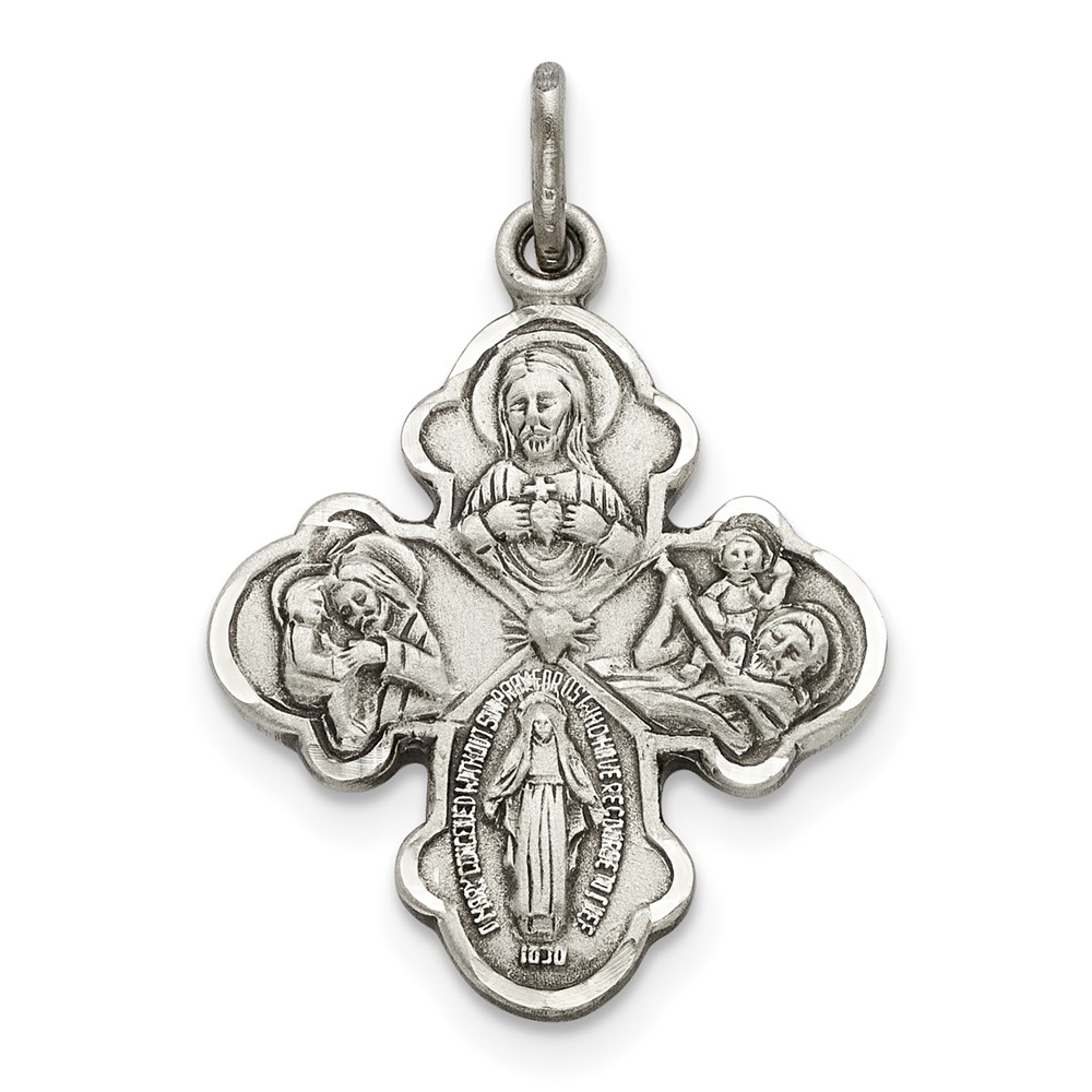Sterling Silver Antiqued Reservible 4-way Medal