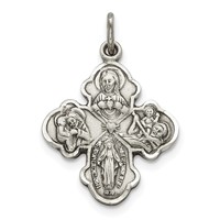 Sterling Silver Antiqued Reservible 4-way Medal view 1