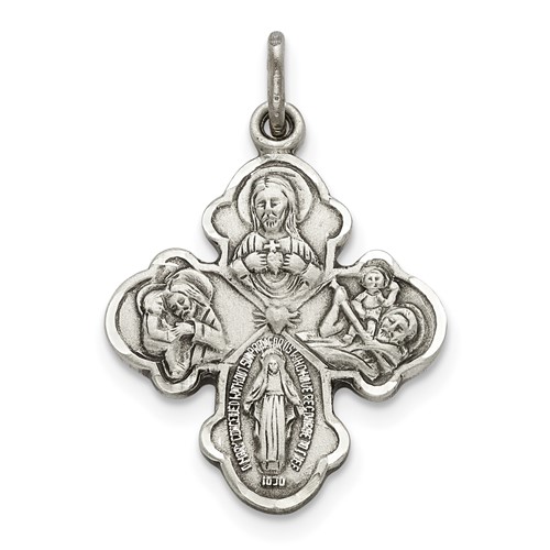Sterling Silver Antiqued Reservible 4-way Medal