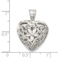 Sterling Silver Filigree Floral Heart Pendant view 4