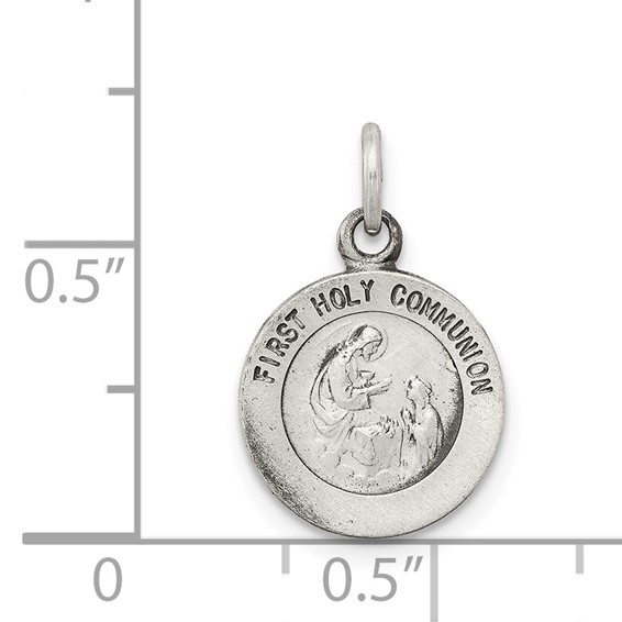 Sterling Silver Antiqued First Holy Communion Medal