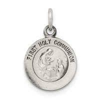 Sterling Silver Antiqued First Holy Communion Medal view 1