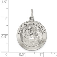 Sterling Silver Antiqued First Holy Communion Medal view 3