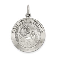 Sterling Silver Antiqued First Holy Communion Medal view 1