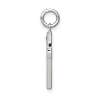 Sterling Silver Rhodium-plated Black Ink Faith and CZ Antiqued Cross Charm view 2