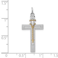 Sterling Silver Platinum-plated & Vermeil Rosary Cross Pendant view 3