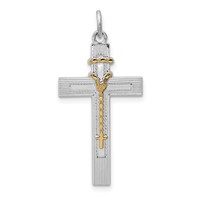 Sterling Silver Platinum-plated & Vermeil Rosary Cross Pendant view 1