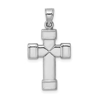 Sterling Silver Rhodium-plated Hollow Reversible Cross Pendant view 3