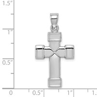 Sterling Silver Rhodium-plated Hollow Reversible Cross Pendant view 4