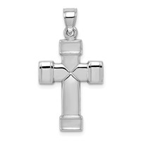 Sterling Silver Rhodium-plated Hollow Reversible Cross Pendant view 1