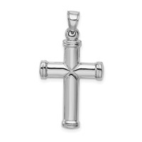 Sterling Silver Rhodium-plated Hollow Reversible Cross Pendant view 4