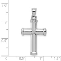 Sterling Silver Rhodium-plated Hollow Reversible Cross Pendant view 3