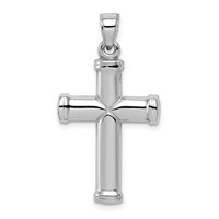 Sterling Silver Rhodium-plated Hollow Reversible Cross Pendant view 1