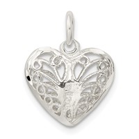 Sterling Silver Filigree Heart Charm view 4
