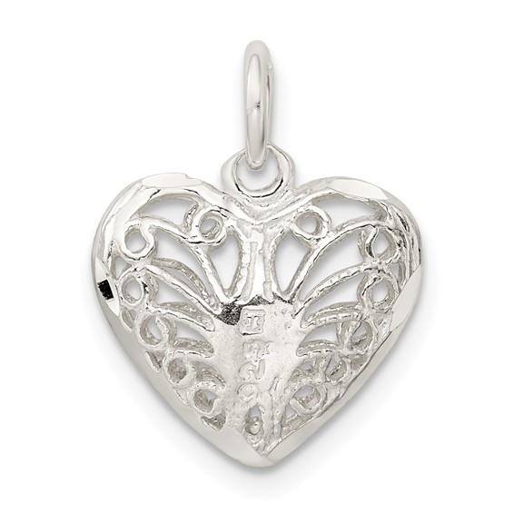 Sterling Silver Filigree Heart Charm