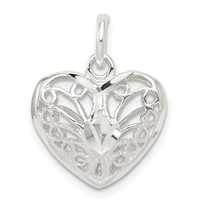 Sterling Silver Filigree Heart Charm view 1
