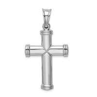 Sterling Silver Rhodium-plated Hollow Reversible Cross Pendant view 4