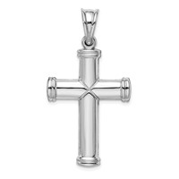 Sterling Silver Rhodium-plated Diamond -cut Reversible Cross Pendant view 3