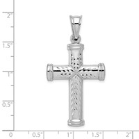 Sterling Silver Rhodium-plated Diamond -cut Reversible Cross Pendant view 4