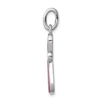 Sterling Silver Rhodium-platedPink Mother of Pearl Cross Pendant view 2