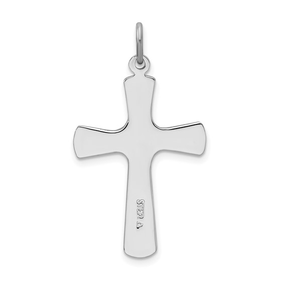 Sterling Silver Platinum-plated Enamel Cross Pendant