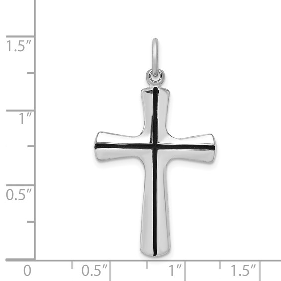 Sterling Silver Platinum-plated Enamel Cross Pendant