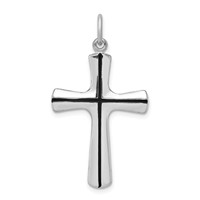 Sterling Silver Platinum-plated Enamel Cross Pendant view 1