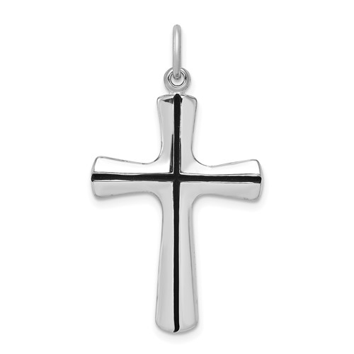 Sterling Silver Platinum-plated Enamel Cross Pendant