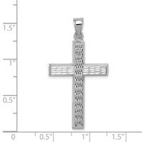 Sterling Silver Rhodium-plated Diamond Cut Cross Pendant view 3
