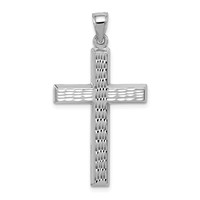 Sterling Silver Rhodium-plated Diamond Cut Cross Pendant view 1