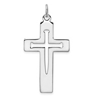 Sterling Silver Platinum-plated Latin Cross Pendant view 1