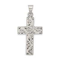 Sterling Silver Antiqued Scroll Cross Pendant view 4