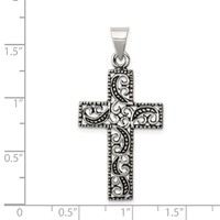 Sterling Silver Antiqued Scroll Cross Pendant view 3