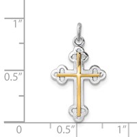 Sterling Silver Platinum-plated & 18K Gold-plated Cross Charm view 3