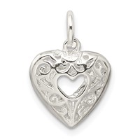 Sterling Silver Filigree Heart Charm view 4