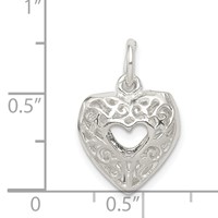 Sterling Silver Filigree Heart Charm view 3