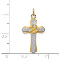 Sterling Silver Platinum-plated & 18K Gold-plated Dove (Satin) Cross Charm view 3