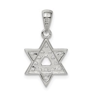 Sterling Silver Rhodium-plated CZ Star of David Pendant view 4