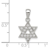 Sterling Silver Rhodium-plated CZ Star of David Pendant view 3