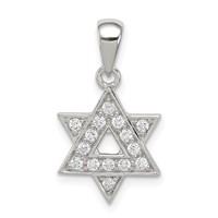 Sterling Silver Rhodium-plated CZ Star of David Pendant view 1