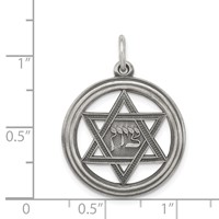 Sterling Silver Antiqued Star of David Disc Charm view 3