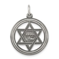 Sterling Silver Antiqued Star of David Disc Charm view 1
