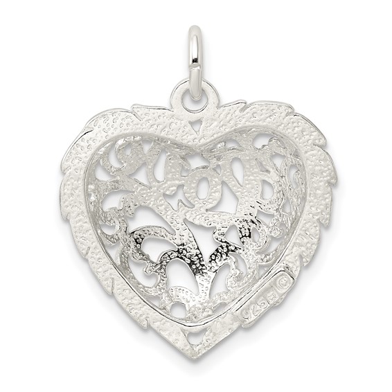Sterling Silver Diamond-Cut Heart Charm